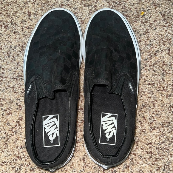 Women’s black checkered Vans size 8 - Picture 1 of 5